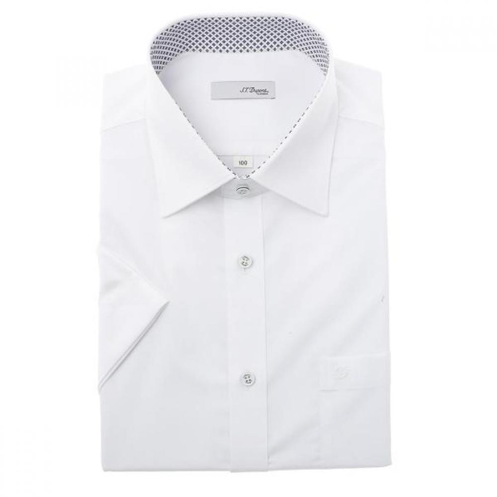 

S.t. Dupont Short Sleeve Regular Fit Stretch Fabric Collar Back White Shirt Se6 95