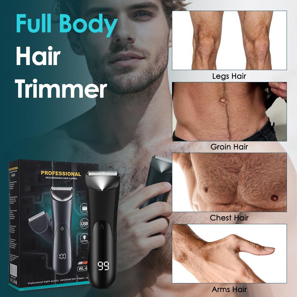 Rechargeable Smart Digital Display Men's Electric Shaver with Ceramic Blades for Whole Body