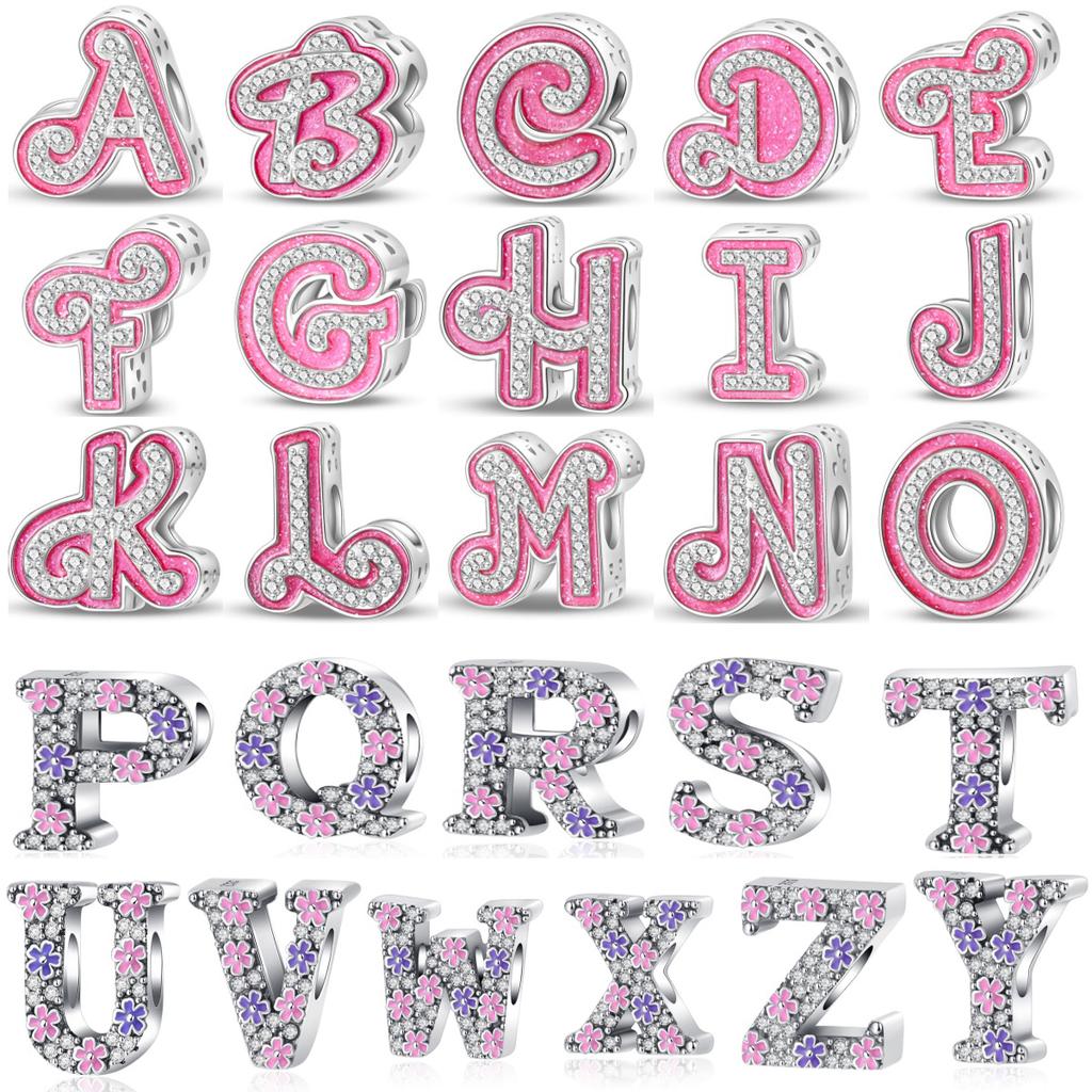 Brand New Copper Sparkling Pink A-Z English Letter Talisman Beads Fit For Original Diy Women'S Boutique Jewelry Accessories