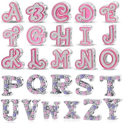 Brand New Copper Sparkling Pink A-Z English Letter Talisman Beads Fit For Original Diy Women'S Boutique Jewelry Accessories