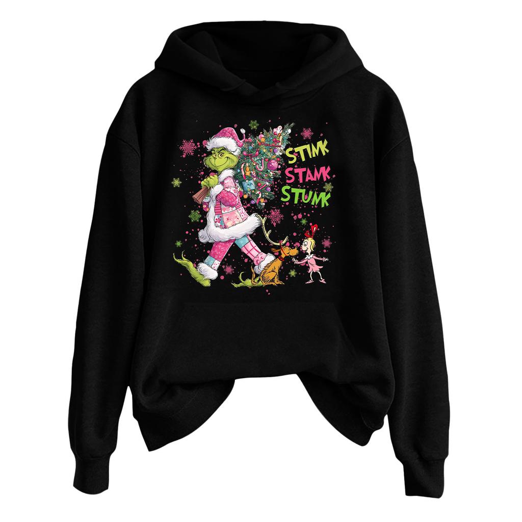 Women's Fashionable Casual Long-Sleeved Hooded Printed Sweatshirt