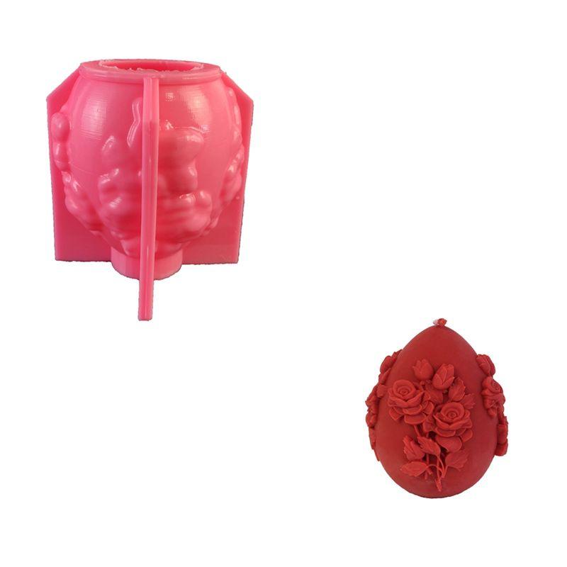 M-Modern-Easter Day Gift Egg Candle Making Silicone Mold Festival Embossed Eggs Resin Epoxy Mould Carved Rose Soap Tool