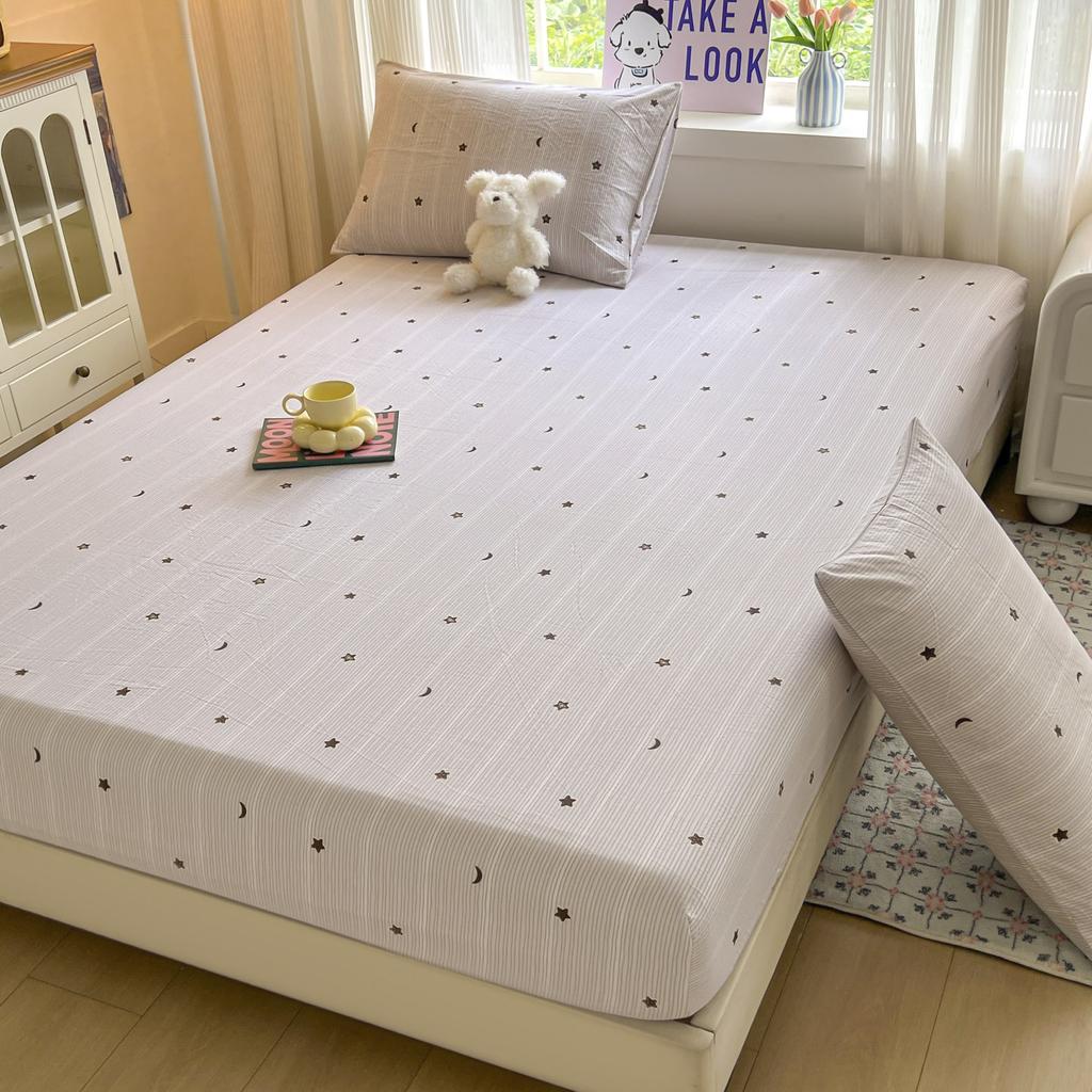 Striped Bed Sheets Set Fitted Sheet Non Slip Bedspread With Elastic Band Mattress Cover Double Bed Sheets Christmas Gifts