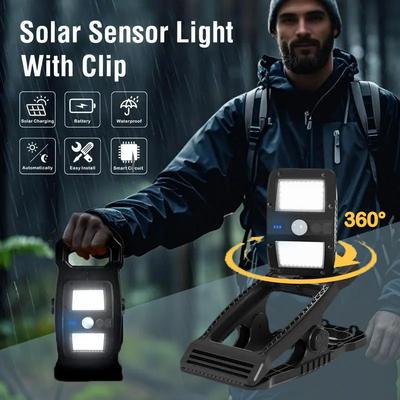 Aufsteckbare Solarleuchten 360 Grad drehbare Solar-Zaunleuchte Wasserdichte energieeffiziente Bewegungssensor-Clip-Lampe für Camping