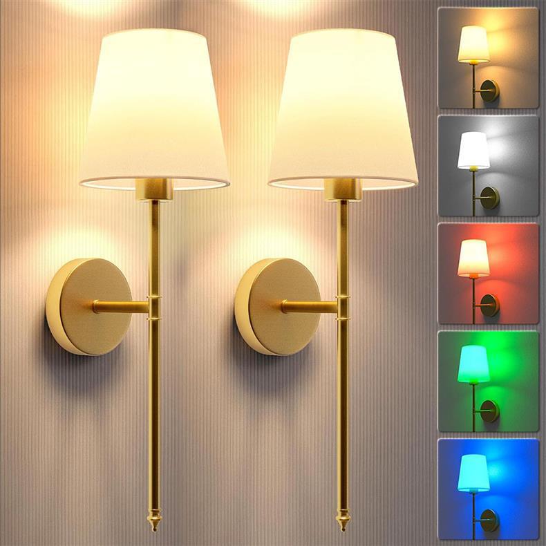 Modern Nordic Seven-Color Wall Lamp with Remote Control for Bedroom, Corridor, and Living Room