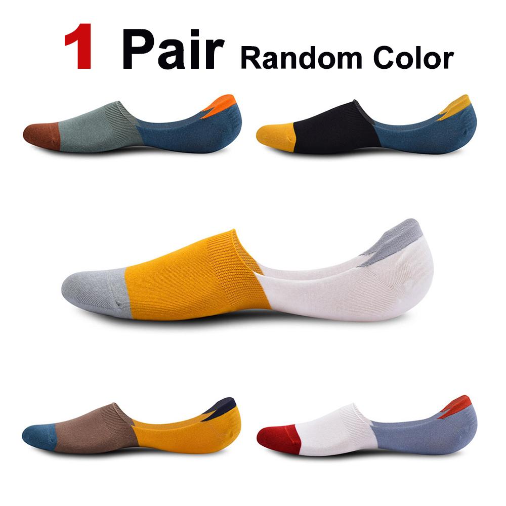 

1/5 пары мужских хлопковых невидимых носков весна-лето мягкие удобные силиконовые нескользящие впитывающие запах пот низкие носки-лодочки One Size