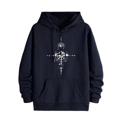 Herren Retro Kompass bedrucktes Kapuzensweatshirt Urban Streetwear Mode Sport Kapuzensweatshirt Bequemes und warmes Sweatshirt