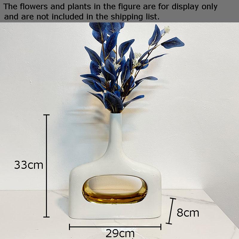 

Gold-plated Hollow Out Ceramic Vase Crafts Flower Arrangement Desk Decoration White Porcelain Floral Vases Modern Home Decor