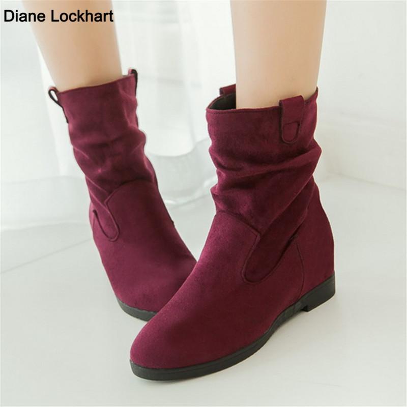 Fashion 2025 Autumn Winter New Thick Heels Short Boots Women Round Toe Ankle Botas Mujer Slip-on Chelsea Booties 33-43 Black Red Blue