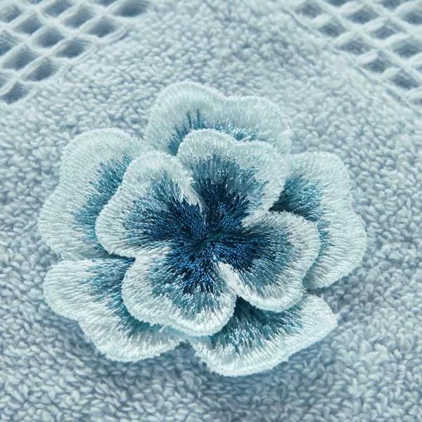 Gold Pure Cotton Cloud Embroidered Soft Waffle Towel with Lanyard - Perfect for Face Wash and Bath
