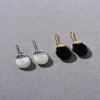 Niche Personality Unique Simple Fashion Brass Plated 18K Real Gold Inlaid Black Agate White Fritillary Pendant Earrings Women