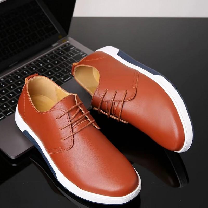 Mens Slip-On Dress Shoes PU Leather Upper Pointed Toe Casual Oxford Style Lightweight Business Footwear