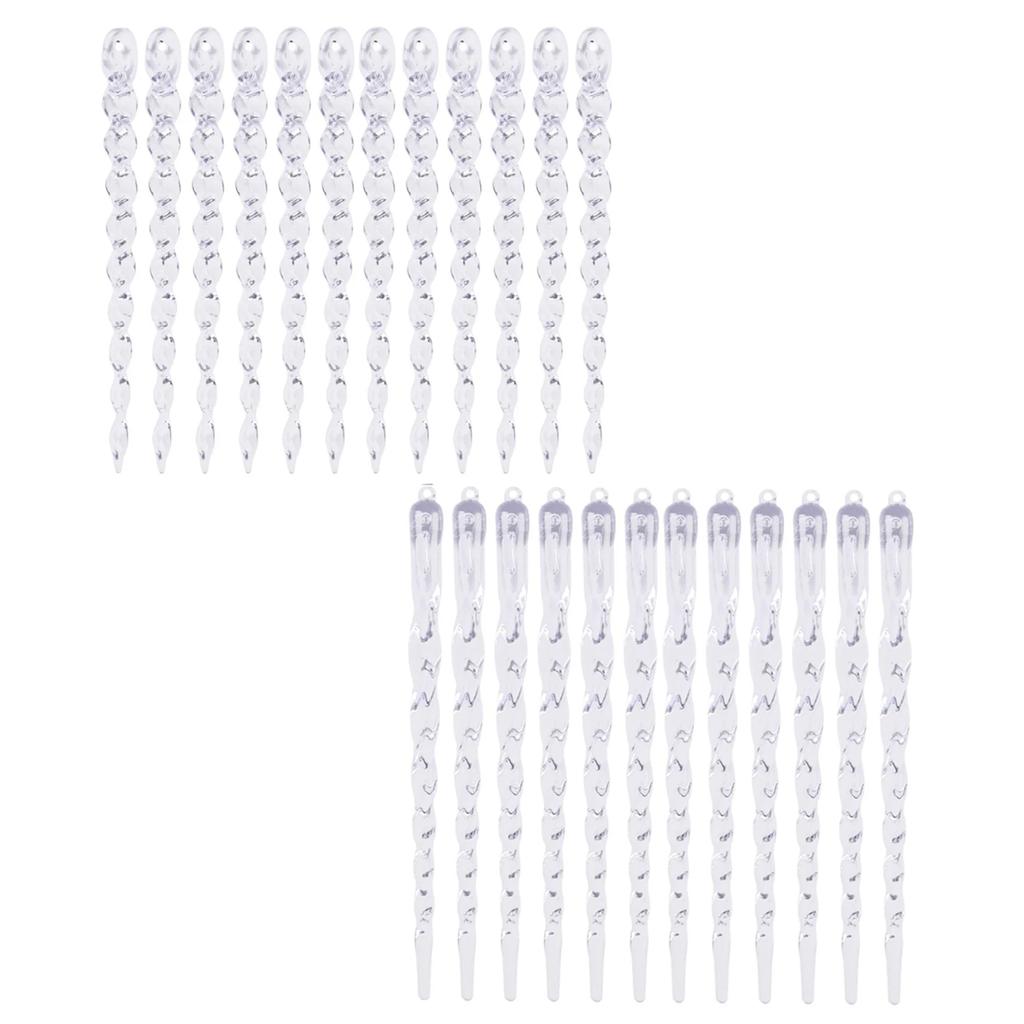 24pcs Transparent Christmas Tree Hanging Decoration Ice Bars Christmas Tree Threaded Ice Pendant Ornament Xmas Decor