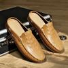 Fashion Half Shoes for Men Mules Luxury Designer Man Slides Slip on Flats Men Driving Shoes Leather Semi-Drag Loafers Slippers Hombres
