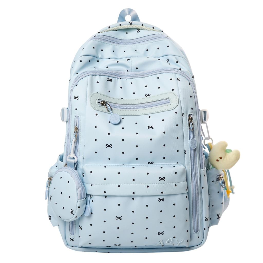 Schoolbag1011 new backpack simple polka dot commuter versatile backpack light fashion high school students large capacity schoolbag