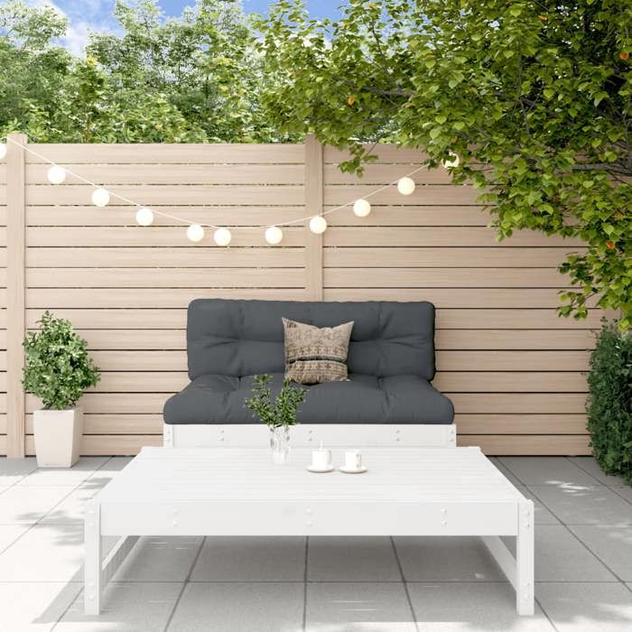 VidaXL Salon de Jardin avec Coussins 2 pcs, Canapé avec Dossier, Ensemble de Meubles avec Table Basse Patio Terrasse, Blanc 3186103