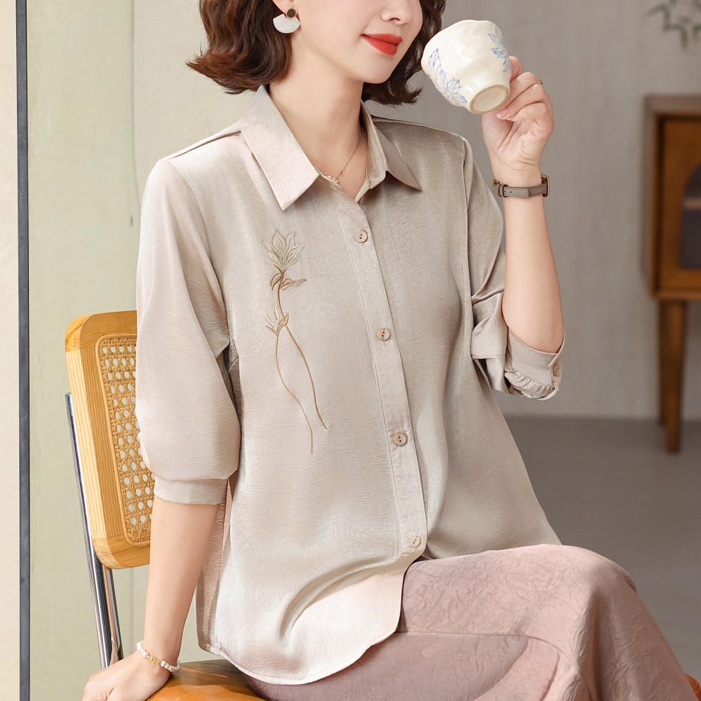 

Mother-in-law Wedding Banquet Outfit: 2026 Spring/Summer Stylish Thin Jacket & Shirt for Middle-Aged Women 2XL (105-120 lbs) хакі