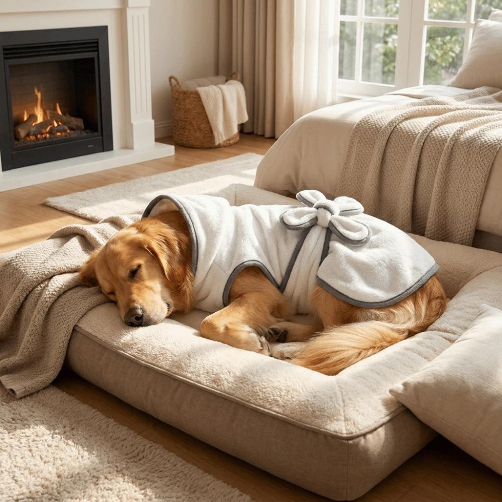 Absorbent Dog Bath Robe Coral Fleece Dog Bath Towel Pet Supplies Pet Bathrobe Towel  Indoor Outdoor