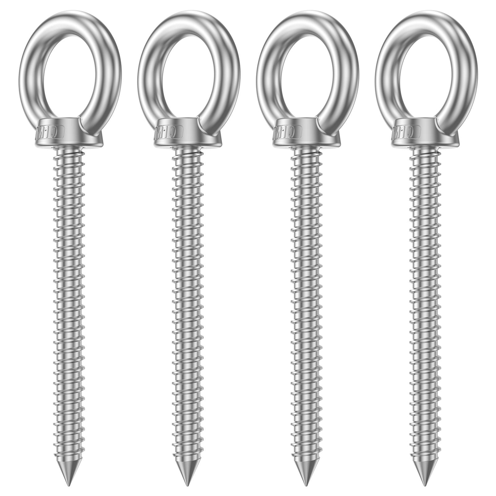 

4PCS Eye Screws Load Capacity 700LBS Heavy Duty Screw In Eye Hooks Stainless Steel Easy to Install for Hammock Stand Swing Chair