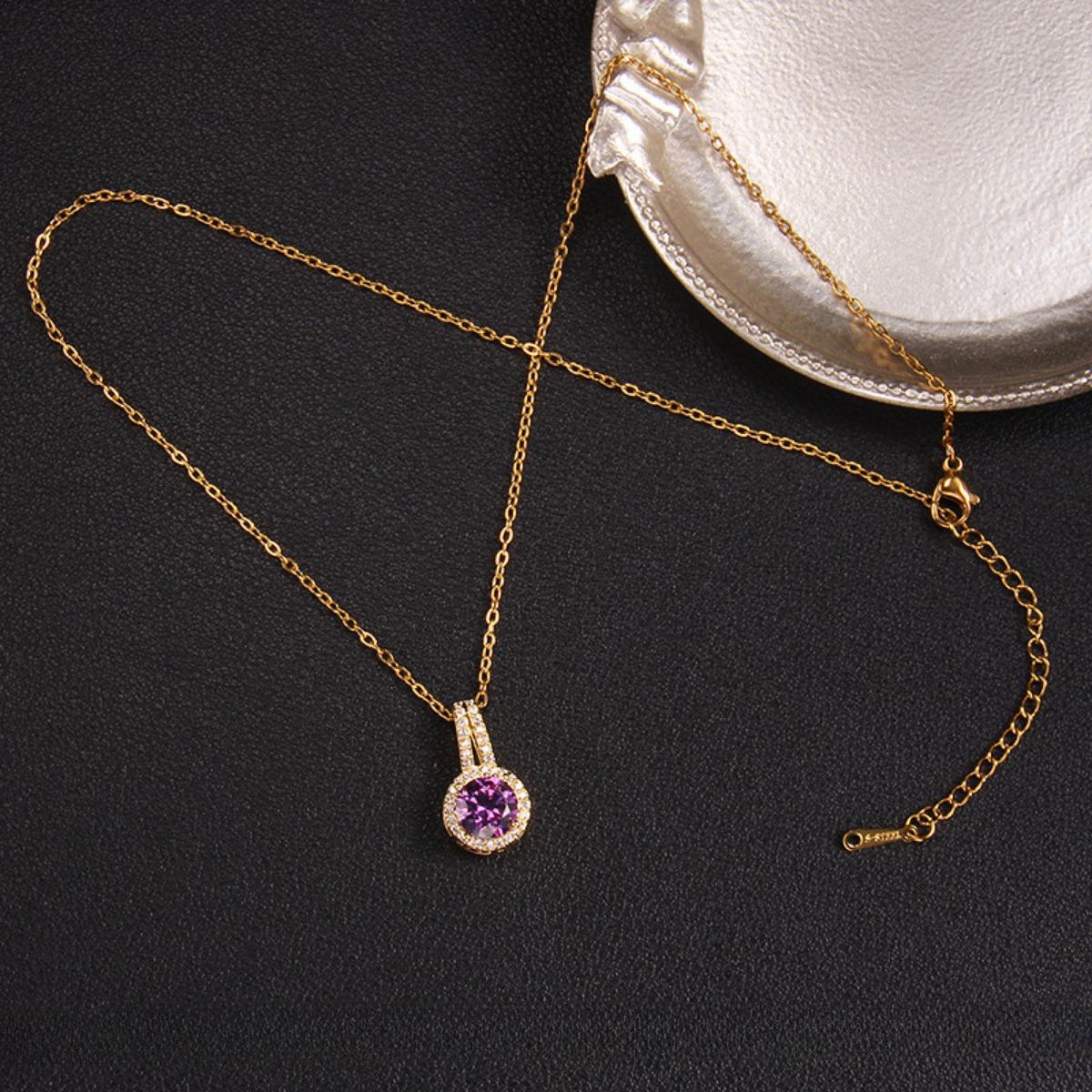 

Ожерелье с кулоном из фиолетового циркона, женское ожерелье с подвеской Ins Wind Wild, ювелирные изделия A895 фиолетовый