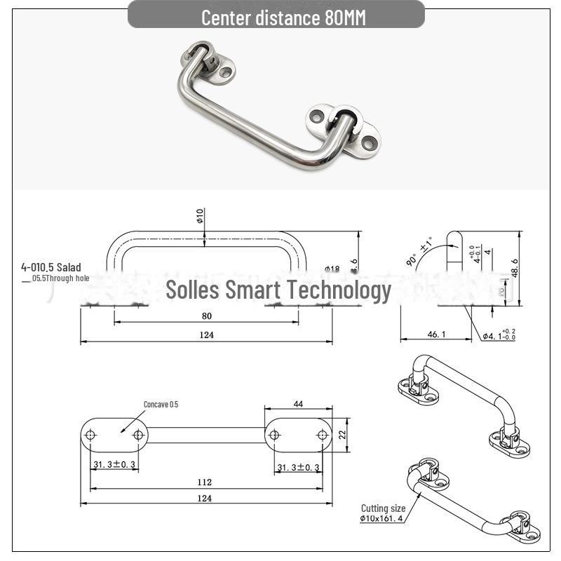 304 Stainless Steel Heavy-Duty Folding Handle for Industrial Equipment