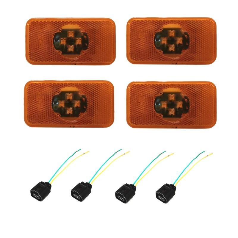 24v Yellow Amber Led Reflector Side marker lamp Light with wire connector plug for Volvo heavy duty truck 120*45mm Emark