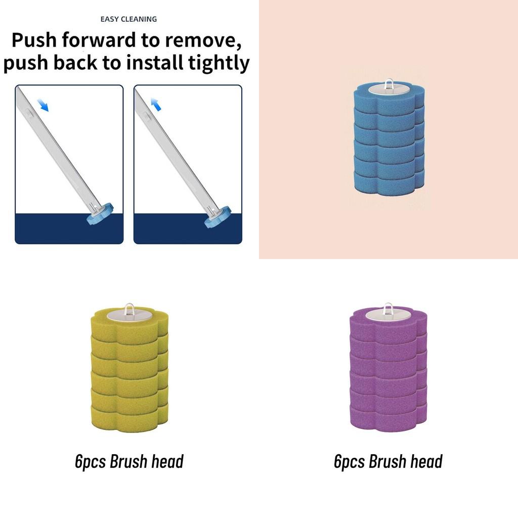 Disposable Toilet Brush Wands With Replaceable Heads Easy To Clean Toilet Bowl Lid And Corner Dirt Plastic Material Blue Yellow Purple
