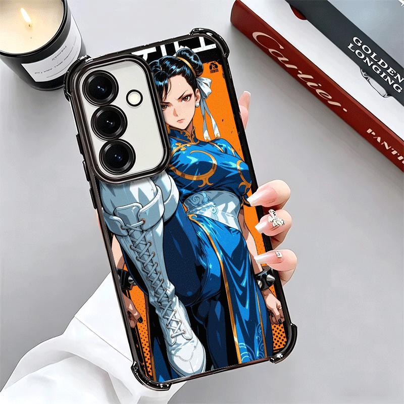 ChunLi S-Street F-FighterS Plating Phone Case For Samsung A17 A07 A37 A57 A16 A56 A15 A55 A14 A54 A13 A53 A26 A36 A25 A35 A24 A3
