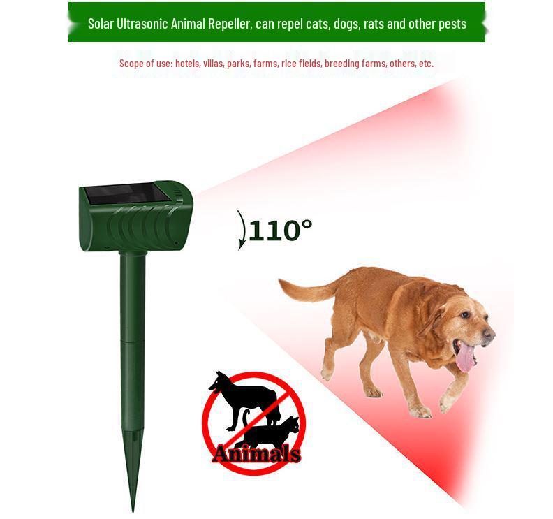 Solar-Powered Ultrasonic Pest & Bird Repeller with Infrared and Flashing Light