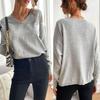 Vintage Fashion Elegant Casual Autumn Clothing Gray V-neck Loose Pullover Pentagram Sweater