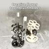 Ceramic Flower Shape Toothbrush Holder Multifunctional Bathroom Organizer High Stability Compact Countertop Stand