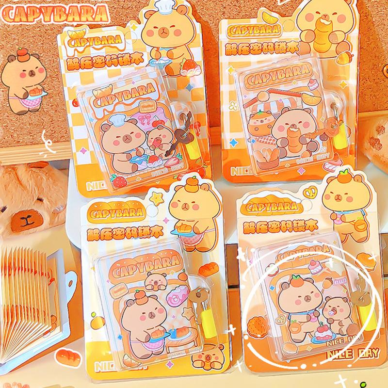 Cartoon Portable Capybara Mini Spiral Notebooks Cute Waterproof Pocket Notepads For Birthday Party Favors Students Rewards