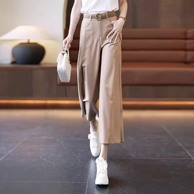 

Women s Cropped Wide-Leg Pants: Versatile, Loose, Petite Casual Suit for Spring and Autumn 2025 3XL (for 135-145 lbs) хаки