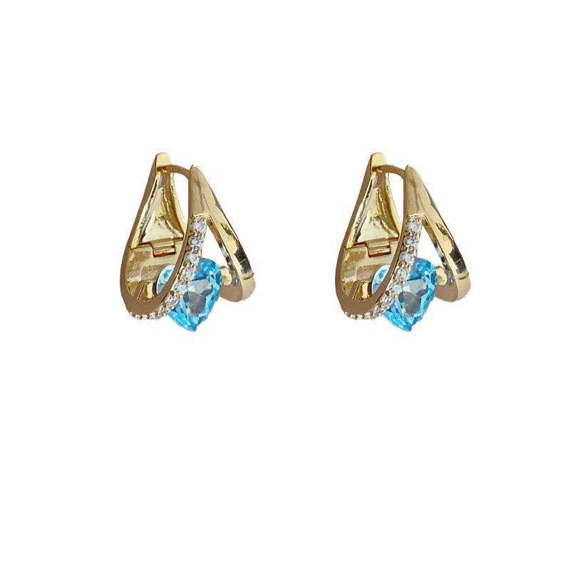 European & American Geometric Zircon Love Earrings - Retro, Simple, Light Luxury Fashion