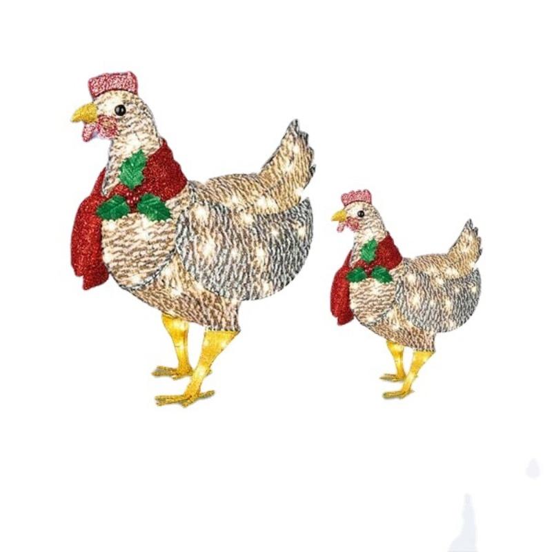 Light-Up Chicken with Scarf Holiday Decoration, LED Christmas Outdoor Decorations