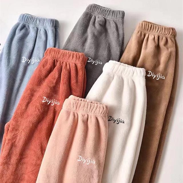 Women's Cozy Coral Fleece Pants - Autumn/Winter Casual Loose Pajamas for Home or Walking