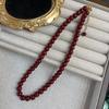 8Mm Angola Red Beaded Necklace Women'S Autumn And Winter Light Luxury Versatile Neck Chain Exquisite White Retro Clavicle Chain