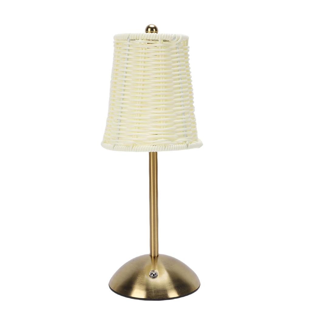 Vintage Rattan Table Lamp LED Dimmable 3 Color Temperatures Rechargeable Cordless Bedside Lamp for Bedroom Living Room