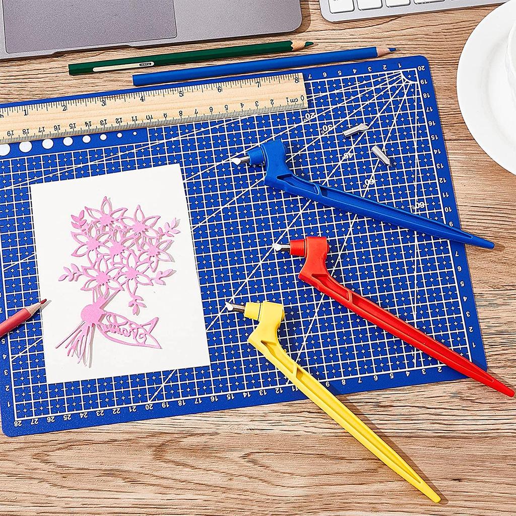 DIY Art Craft Cutting Tools 360-Degree Rotating Carbon Steel Blade Paper Cutter 3 Replacement Blade Cutting Mat Cutting Paper