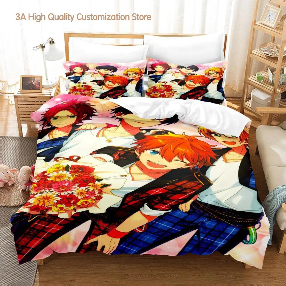 Ensemble Stars Bedding Set Single Twin Full Queen King Size Bed Set Adult Boys Bedroom Duvetcover Sets Anime Bed Sheet Set
