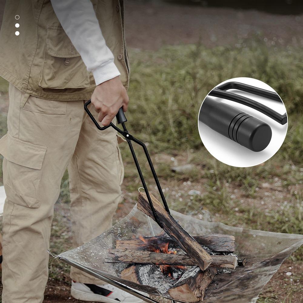 

Outdoor BBQ Charcoal Clamp Portable BBQ Iron Fire Tongs Duckbill Fire Tongs Solid Insulated Handle Extended Wood Charcoal Clamp