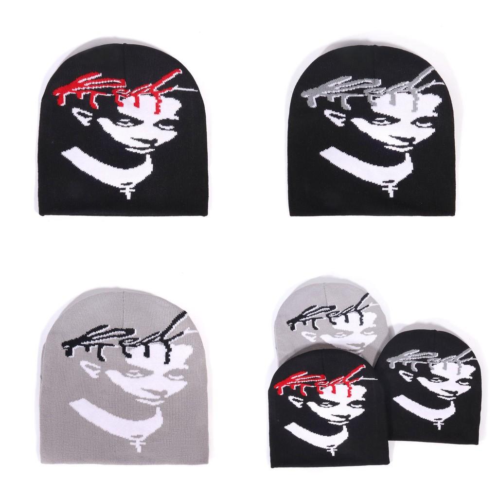 Fashion Portraits Figure And Letter Patterns Men Casual Knitted Hats Winter For