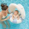 Baby-Schwimmring mit abnehmbarem Verdeck, Aufblasbarer gestreifter Pool-Schwimmring mit Griff, Sonnenschutz-Schwimmring für Kleinkinder