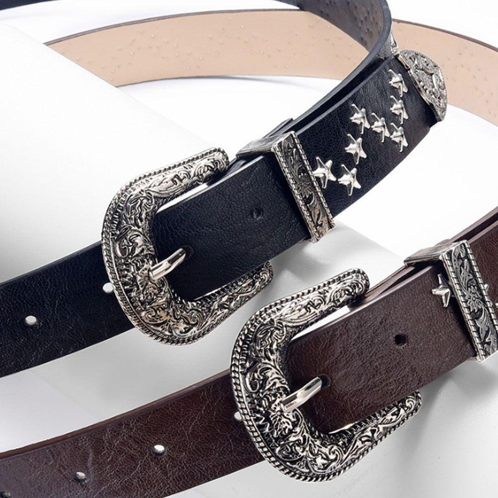 Trendy Versatile Y2k Punk Belt PU Leather Star Gothic Belt Hip-Hop Pin Buckle Belts Gifts