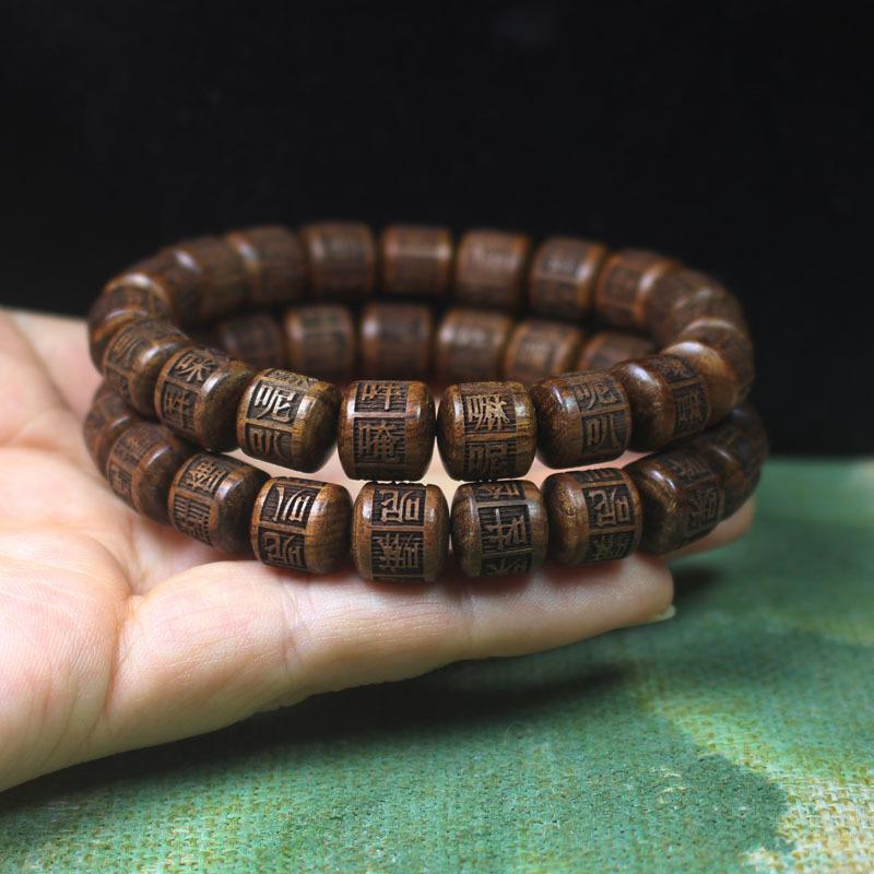 

Wooden Barrel Bead Bracelet 10mm, Hand Polished Ethnic Prayer Beads Wristband, Unisex Spiritual Jewelry