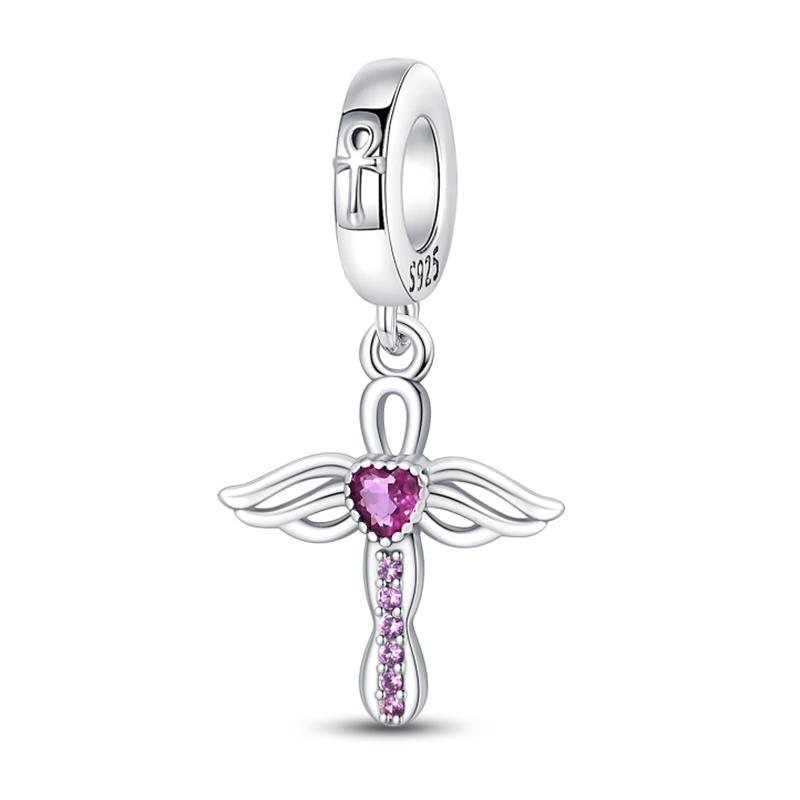 Classic Copper Holy Angel Cross Charms Beads Pendants For Women Fit Qikaola Original Bracelets Diy Jewelry Gift