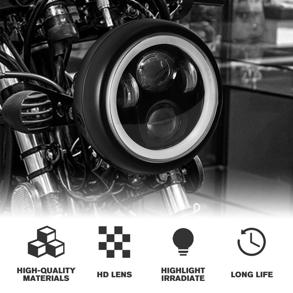 Motorcycle 6.5" Inch Led Headlight Round For Harley Sportster Cafe Racer Bobber Yamaha Honda Suzuki Custom Universal Headlamp