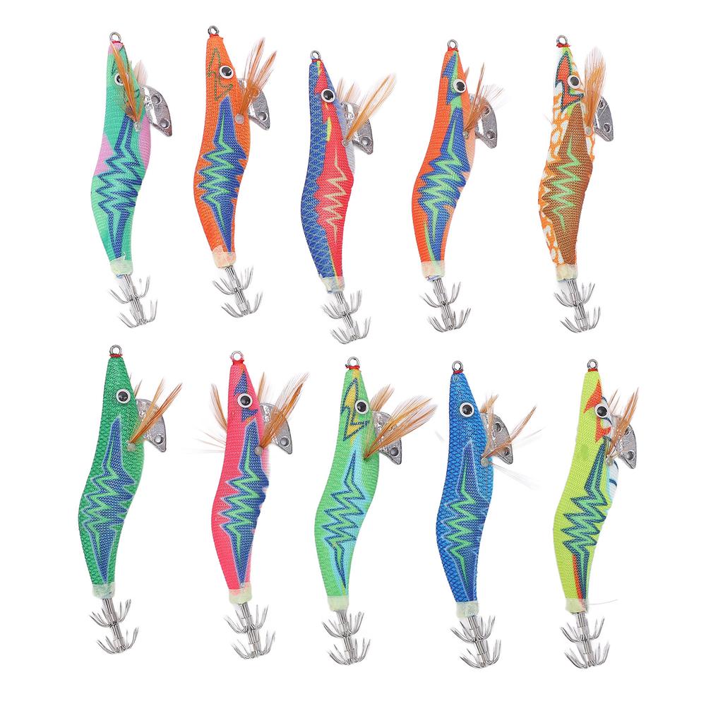Squid Jig Fishing Baits with 3D Lifelike Eyes Outdoor Luminous Tail Saltwater Shrimp Lures2.5#