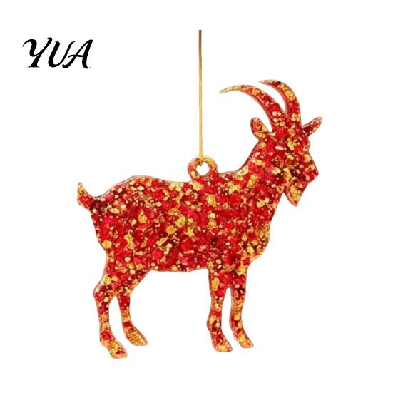 Acrylic Festive Hanging Pendants 2D Goat Christmas Tree Ornament, Zodiac Pendant with Gold String, Year of The Ornament 2027, Chinese New Decor
