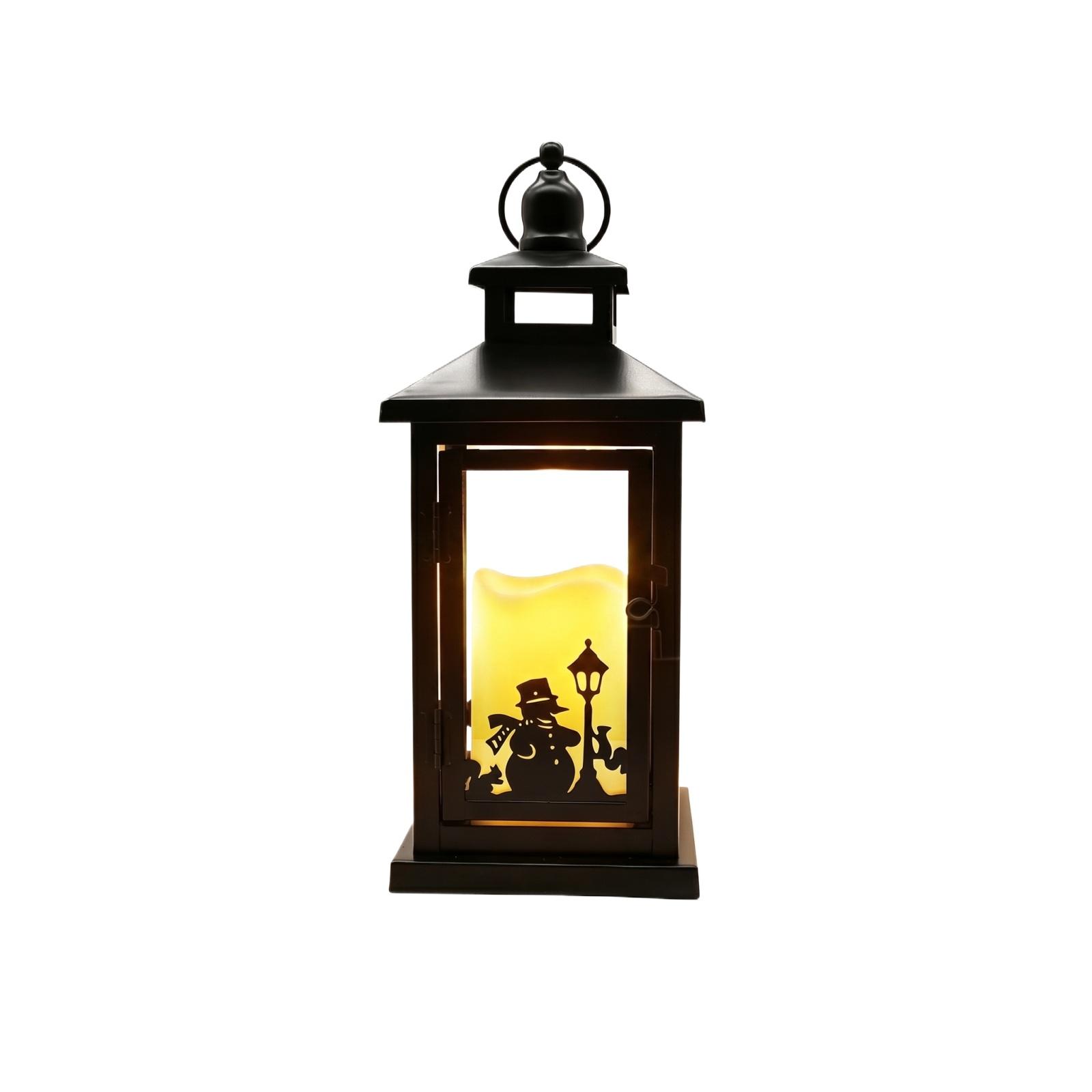 

Metal Frame LED Lantern Decorative Light Indoor Outdoor Use with Vintage Style Windmill Design for Seasonal Home Decoration One Size